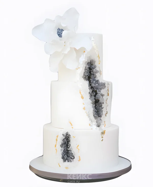 Большой торт кристалл с цветком Фото