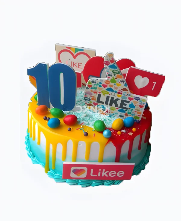 Торт Лайки с сердечками и смайлами Фото