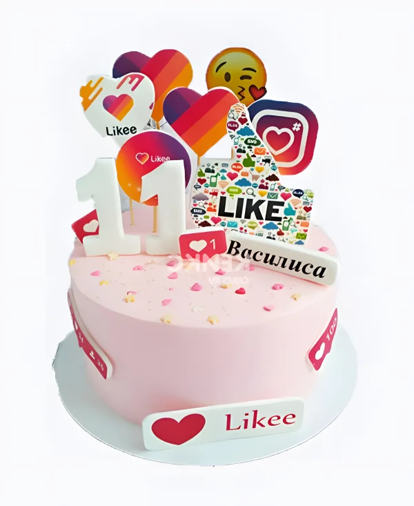 Торт likee для лайкера девочке Фото