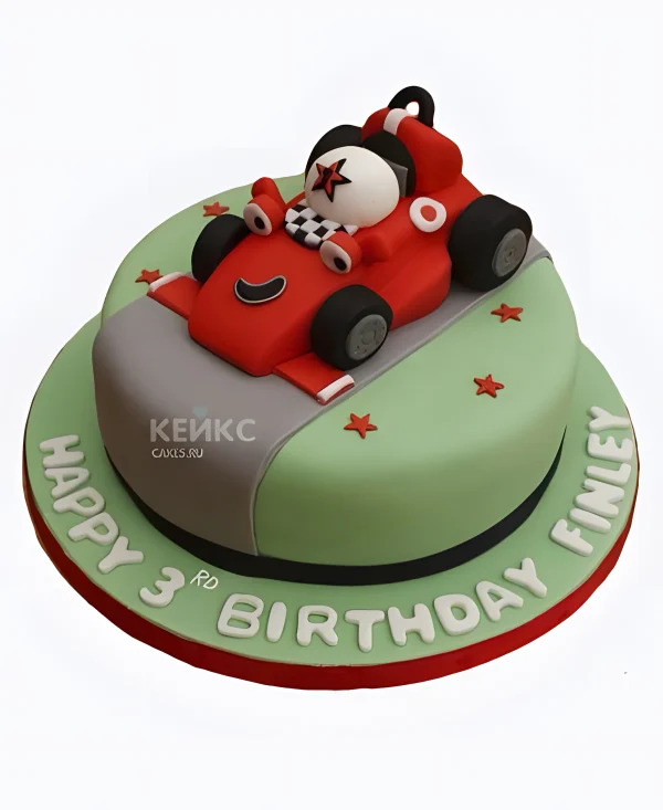 Торт с красной гоночной машиной Фото