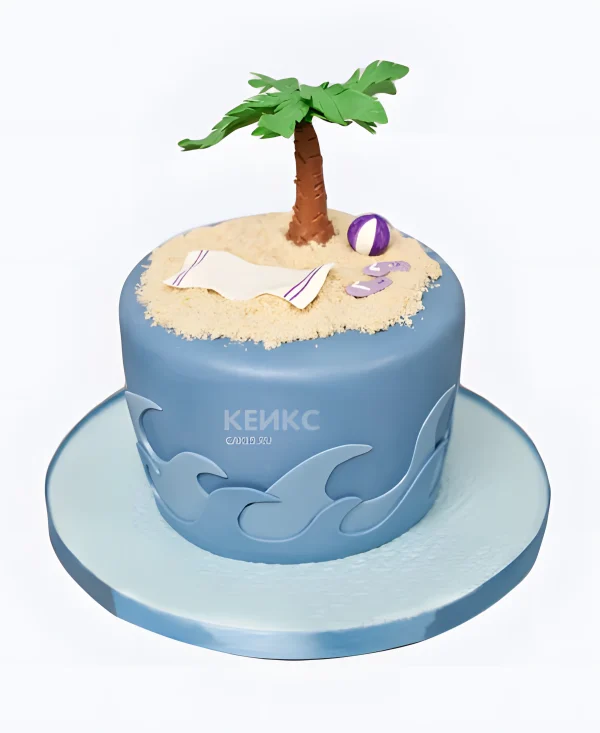 Торт море, пляж и пальмы Фото