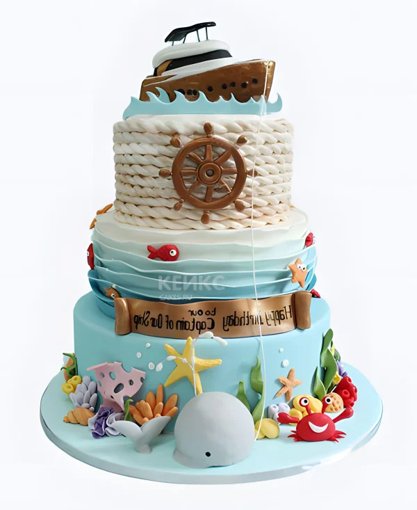 Торт море и кораблик Фото