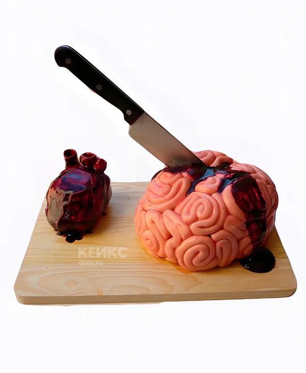 Торт в форме мозга и сердца Фото