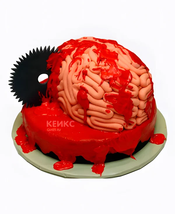 Торт на Хэллоуин в виде мозга Фото