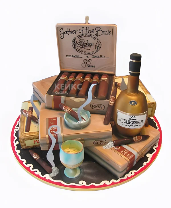 Торт с сигарами и коньяком Фото