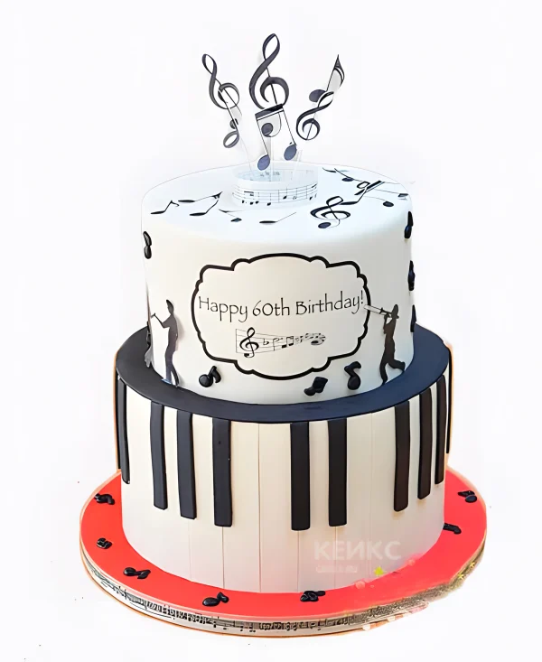 Торт музыканту с поздравительной надписью Фото