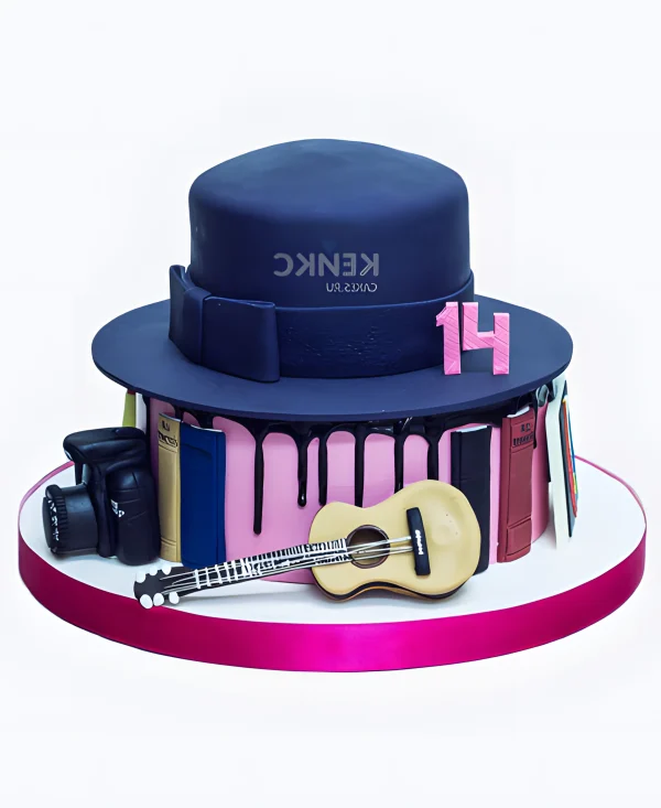 Торт со шляпой и гитарой Фото