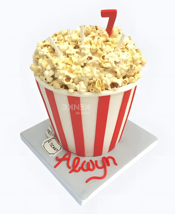 Торт в виде стакана с попкорном и цифрой Фото