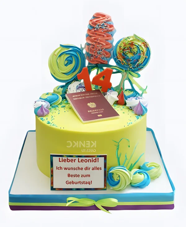 Торт с паспортом на 14-летие мальчику Фото