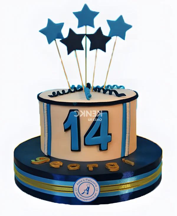 Торт с синими звездами и цифрами Фото