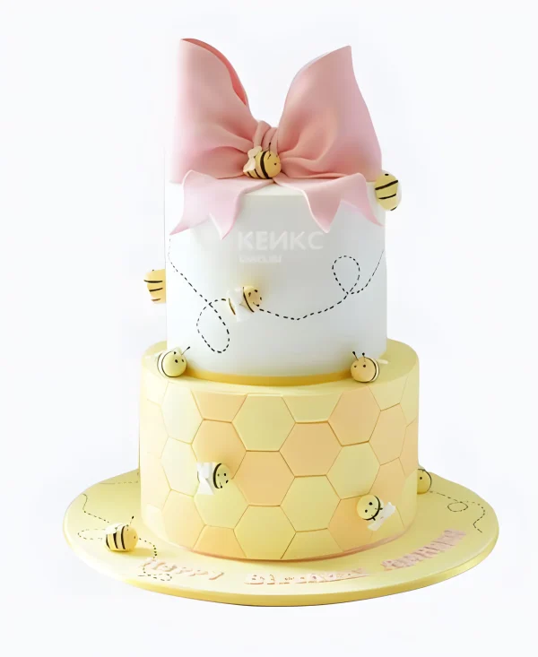 Детский торт с пчёлами без мастики Фото