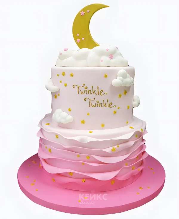 Торт с луной и золотыми звездами Фото