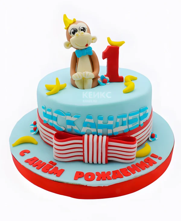 Торт с бананами и обезьянкой Фото