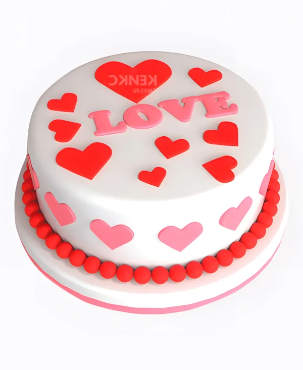 Милый торт с красными сердцами Фото