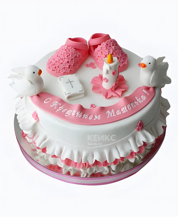 Торт на крещение девочки с надписью Фото