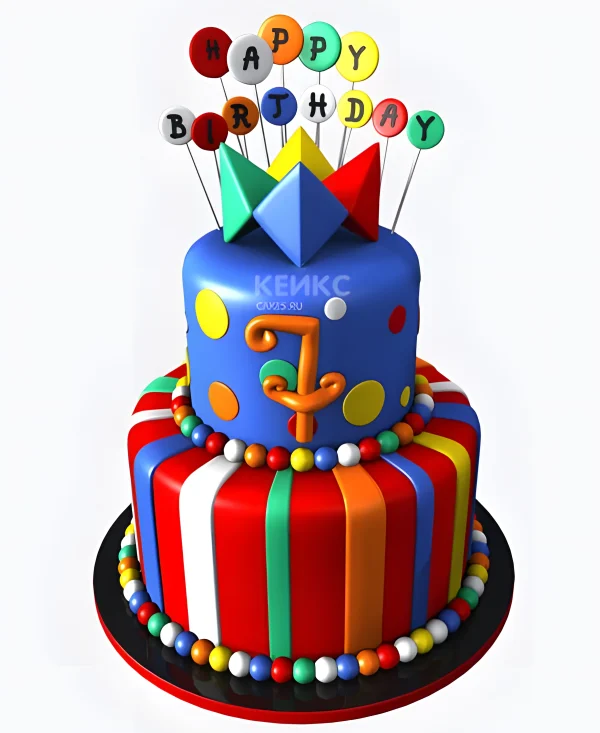 Яркий торт на день рождения 7 лет Фото