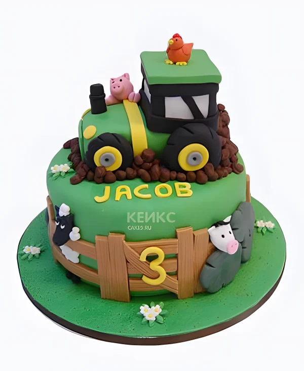 Торт с трактором на 3 годика сыну Фото