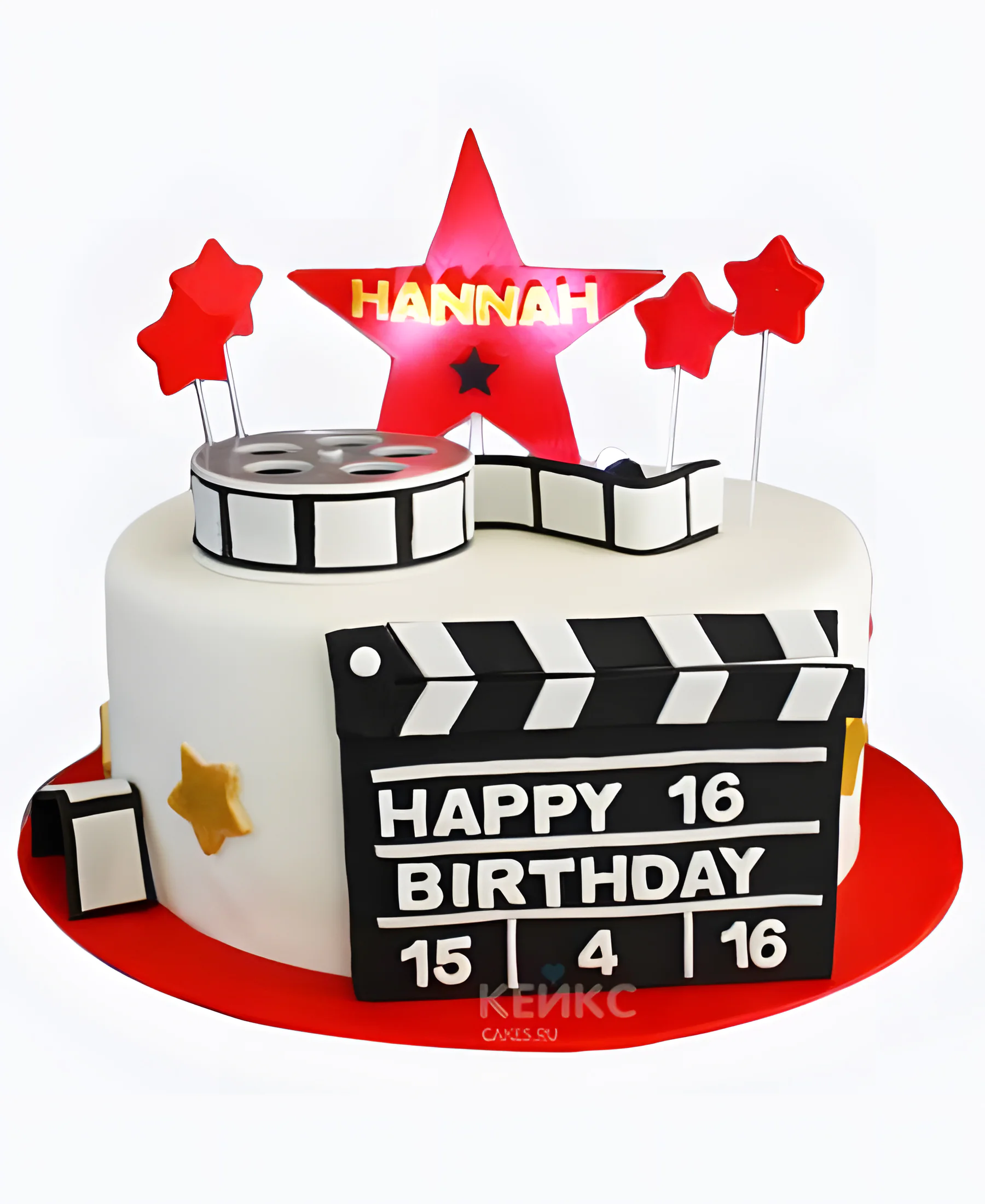 Торт с кинопленкой и режиссерской хлопушкой Фото