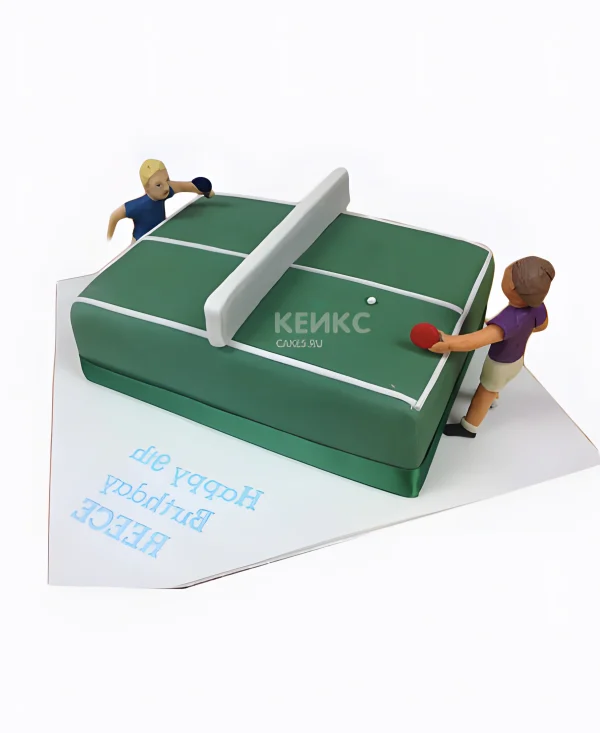 Зеленый торт с настольным теннисом Фото