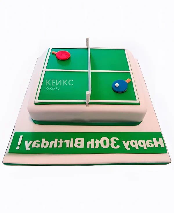 Прямоугольный торт настольный теннис Фото