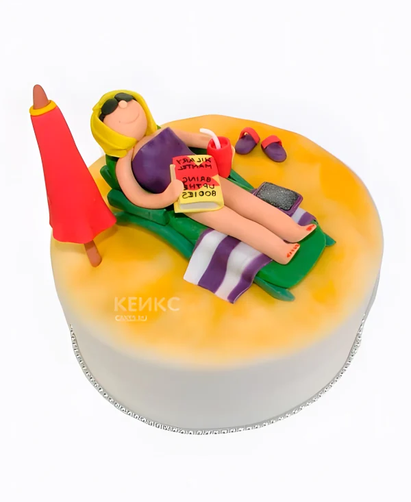 Торт с пляжем и лежаком Фото