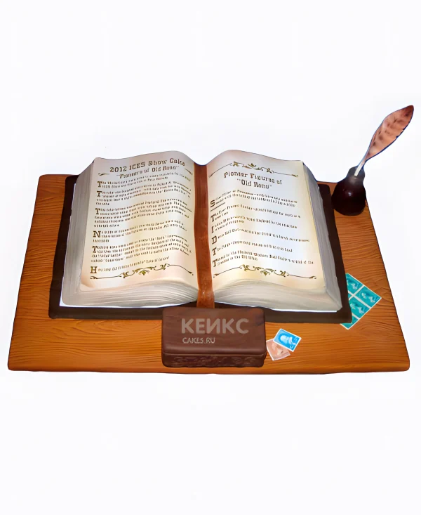 Торт красивый с пером для письма Фото