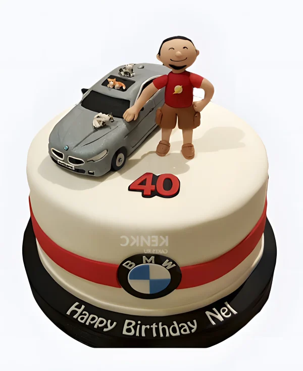 Торт для автолюбителя и машиной BMW Фото