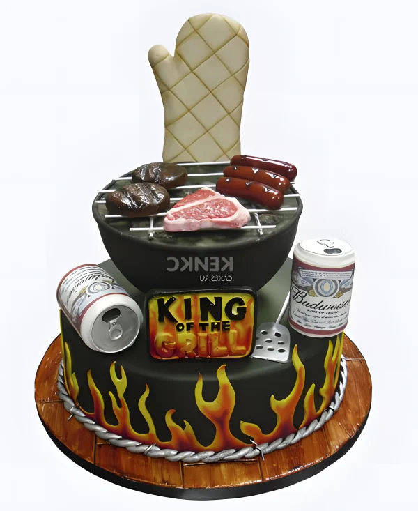 Огненный торт для любителя барбекю Фото