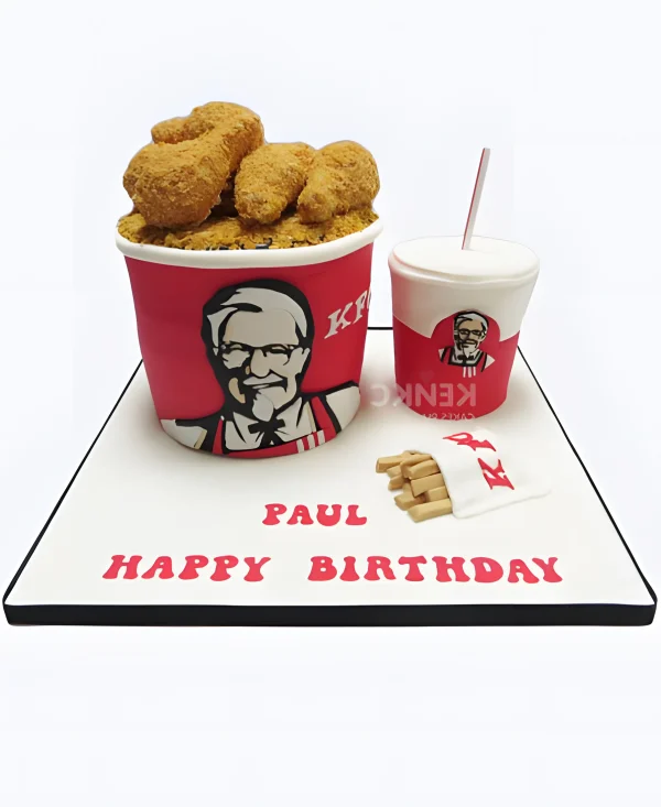 Торт в виде напитка и ведерка KFC Фото