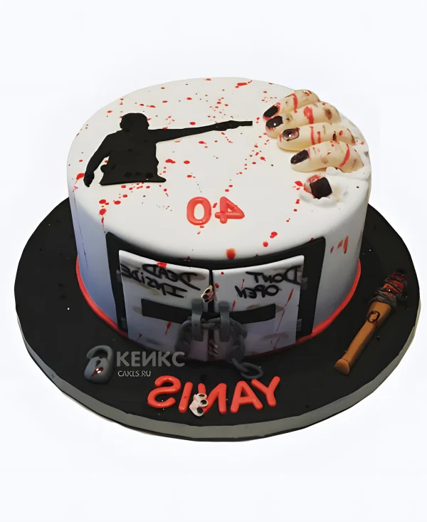 Торт белый в стиле ужастика Фото