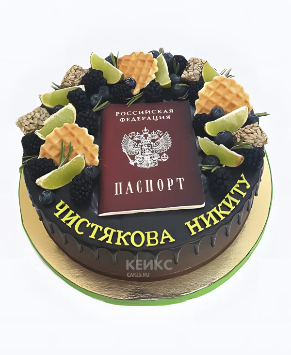 Торт с паспортом на 14 лет мальчику Фото
