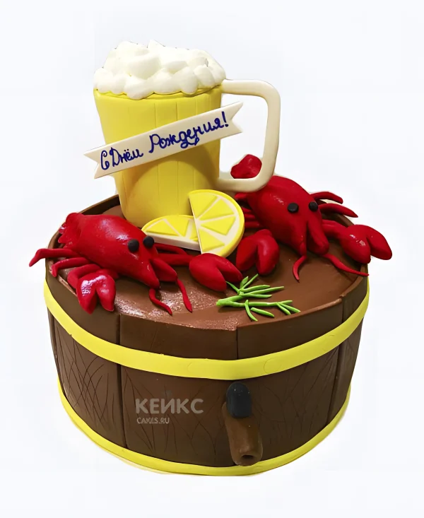 Коричневый торт пиво с раками Фото