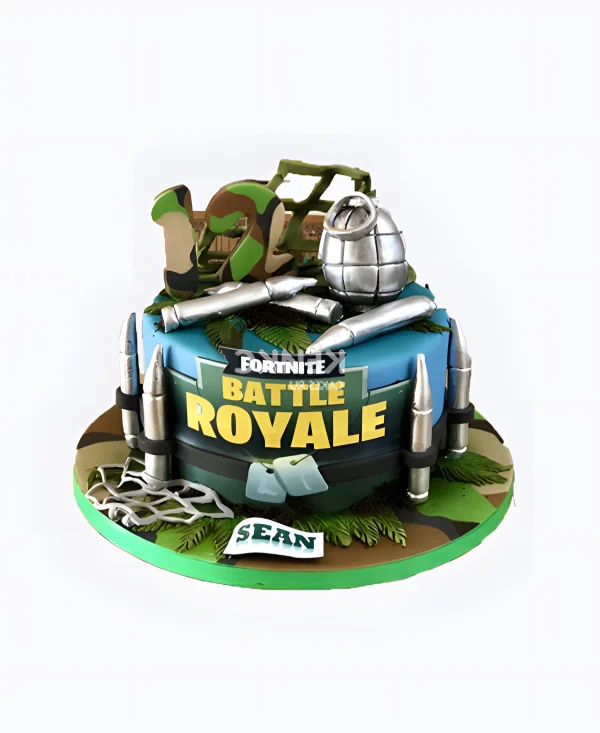 Торт Фортнайт с гранатой и гильзами Фото