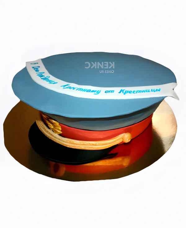 Торт полицейская фуражка с поздравительной надписью Фото