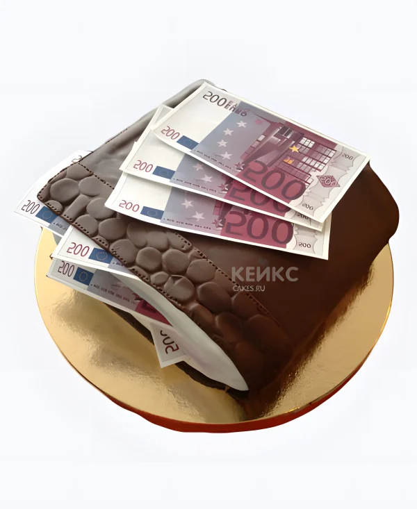 Торт кошелек с евро Фото