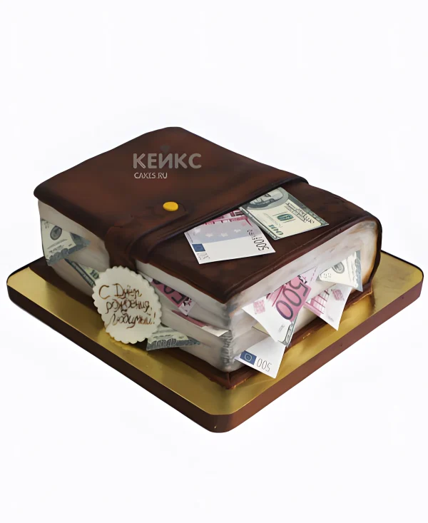 Торт в виде портмоне из мастики Фото