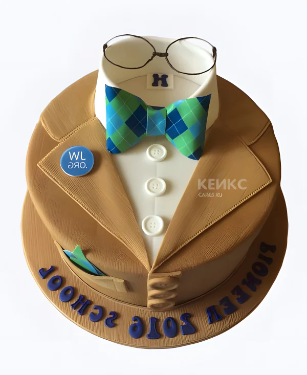 Торт рубашка с очками из мастики Фото