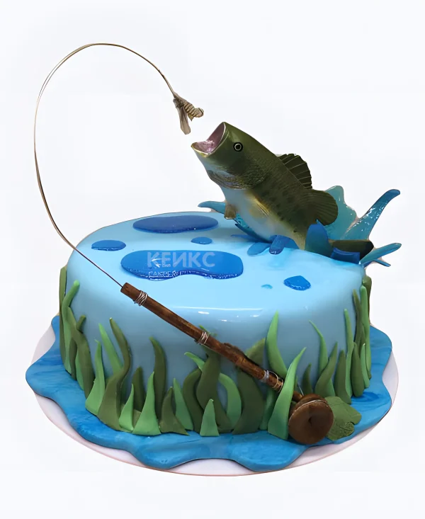 Торт рыба с удочкой Фото
