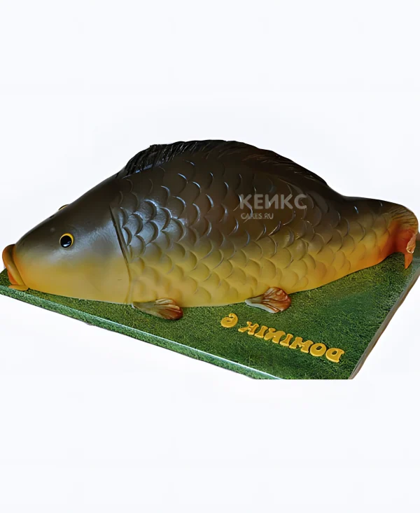 Торт 3D для мальчика-рыбака в форме рыбки Фото