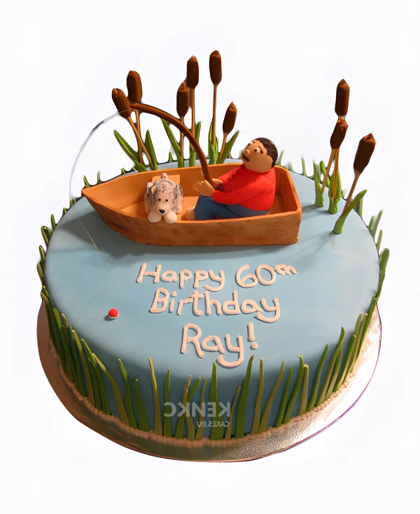Торт мужчине рыбаку на юбилей 60 лет Фото
