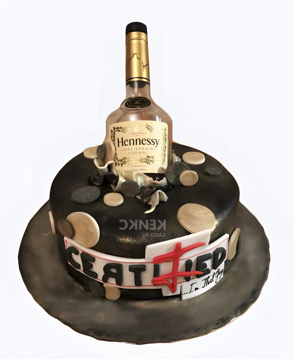 Торт мужчине с бутылкой коньяка Фото