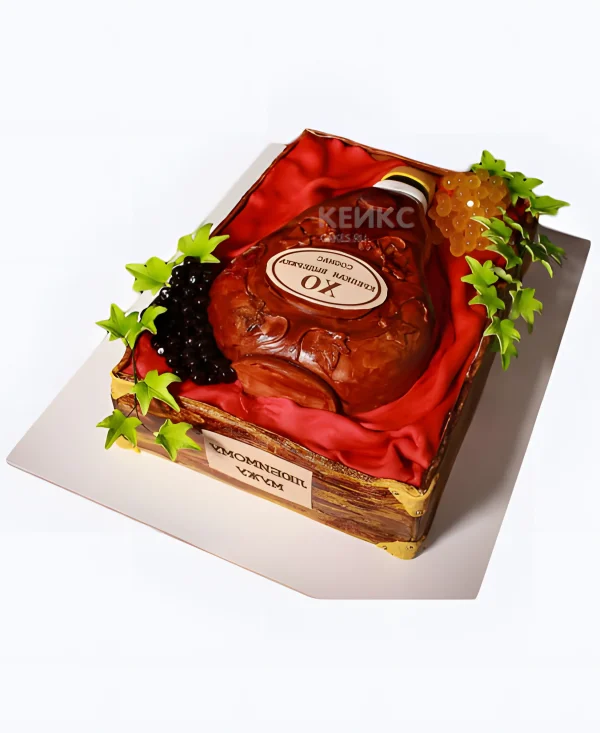 Торт с бутылкой коньяка на юбилей Фото