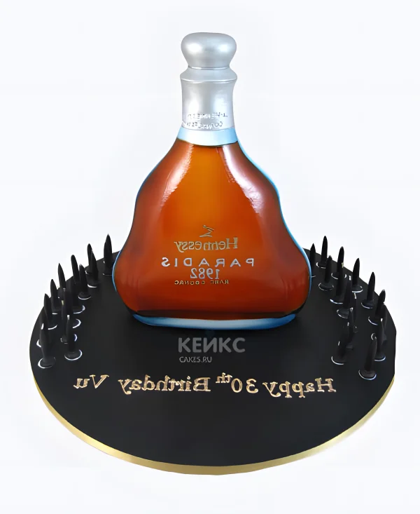 Торт 3D с бутылкой коньяка на юбилей Фото
