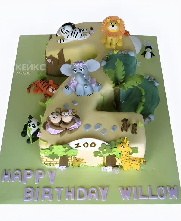 Торт Зоопарк в виде цифры 2 Фото