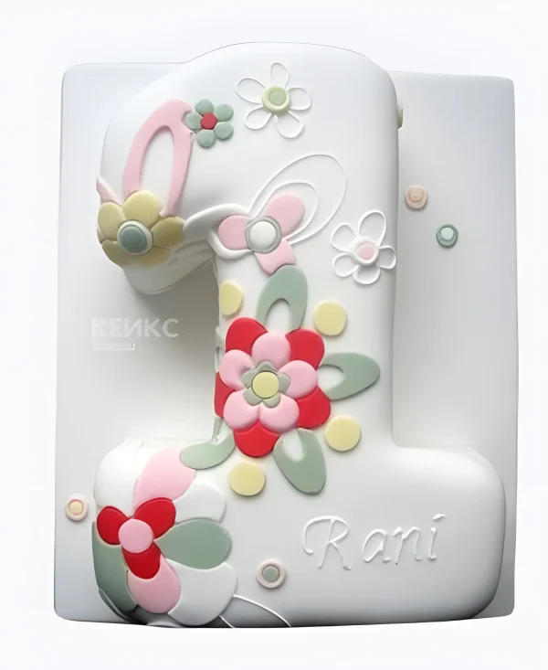 Белый торт с разными цветами Фото