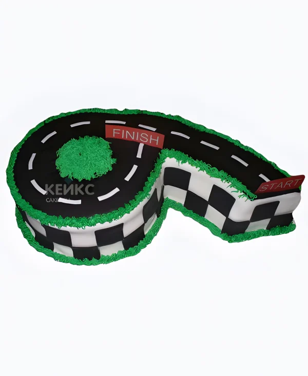 Торт для мальчика в виде цифры 6 и дороги Фото