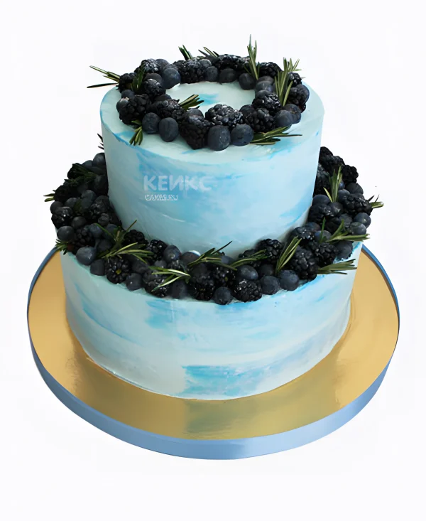 Пастельный торт с ежевикой и голубикой Фото