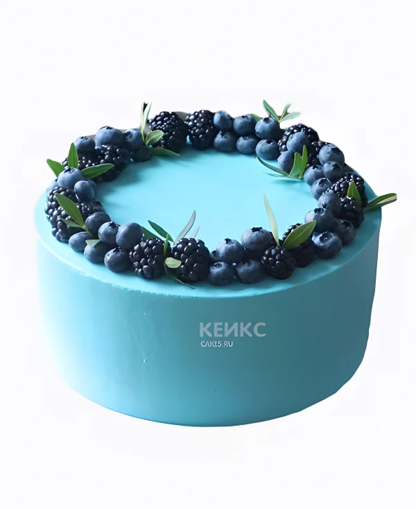 Торт с ежевикой в голубом цвете из крема Фото