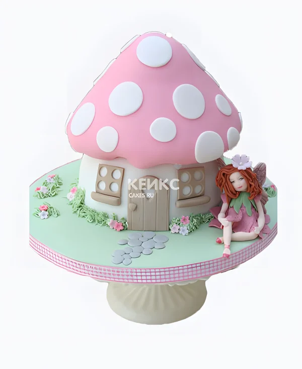 Торт в виде гриба с розовой крышей Фото