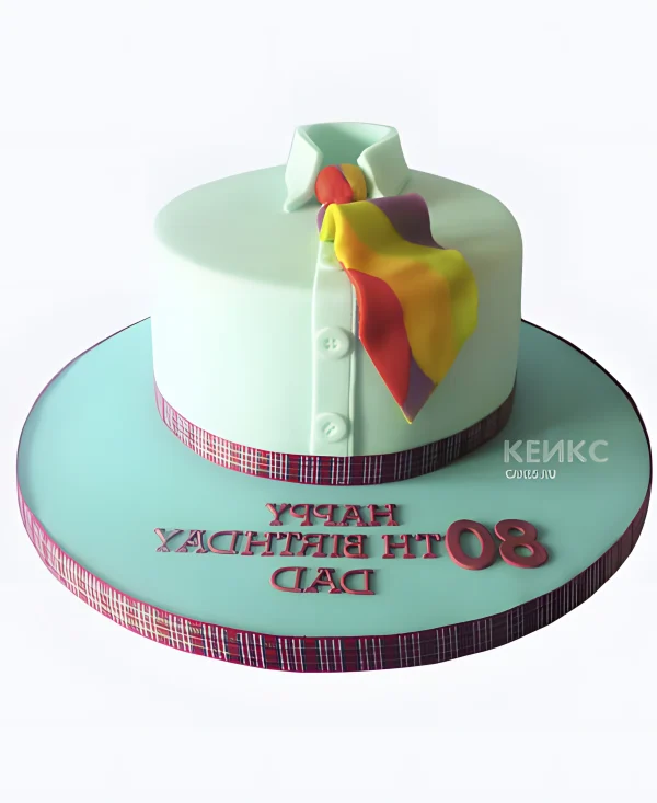 Торт с разноцветным галстуком из мастики Фото